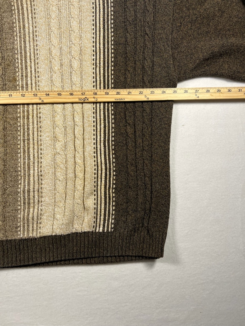 Vintage 90s Cable Tight Knit Brown Pullover Crewneck Sweater Men Size XL - Picture 6 of 8